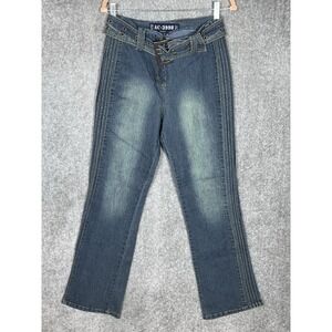 Authentic‎ AC-3998 Original Bootcut Jeans Womens Sz 10 Blue Stretch Pintucks Y2K